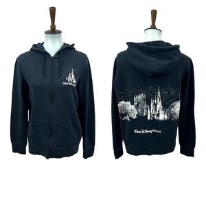 Disney Parks Walt Disney World Black Full Zip Fleece Lined Hoodie